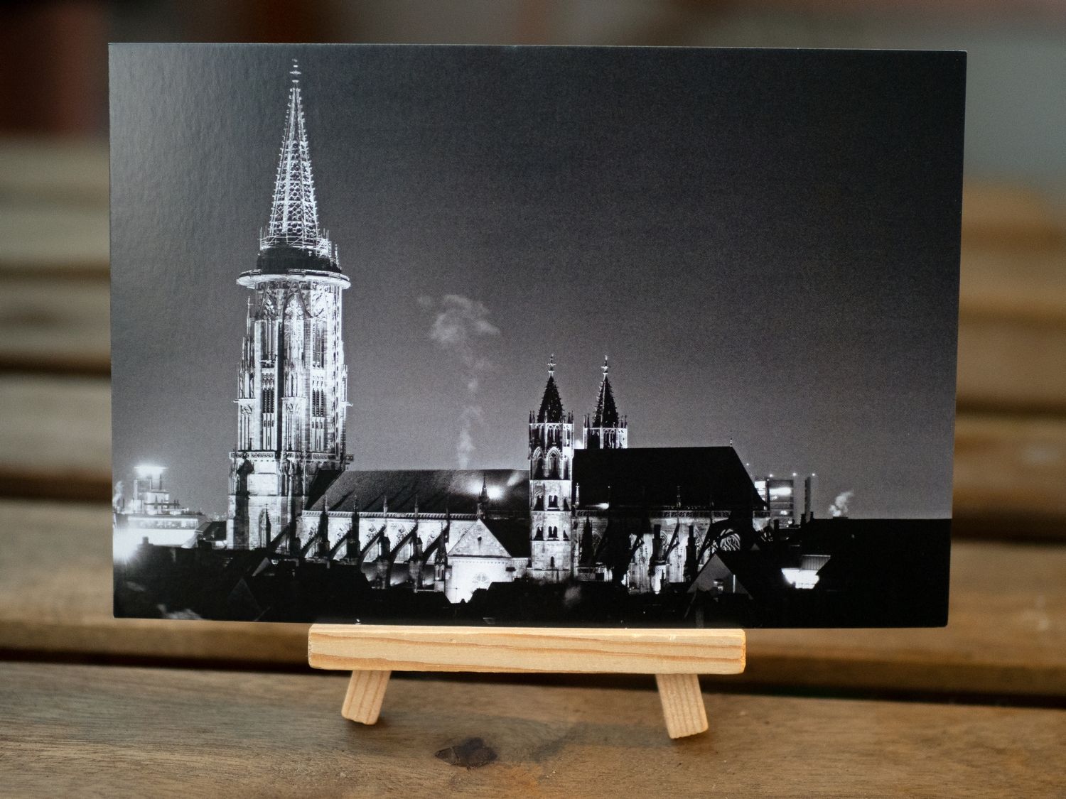 Ansichtskarte  Freiburger Münster bei Nacht Motiv